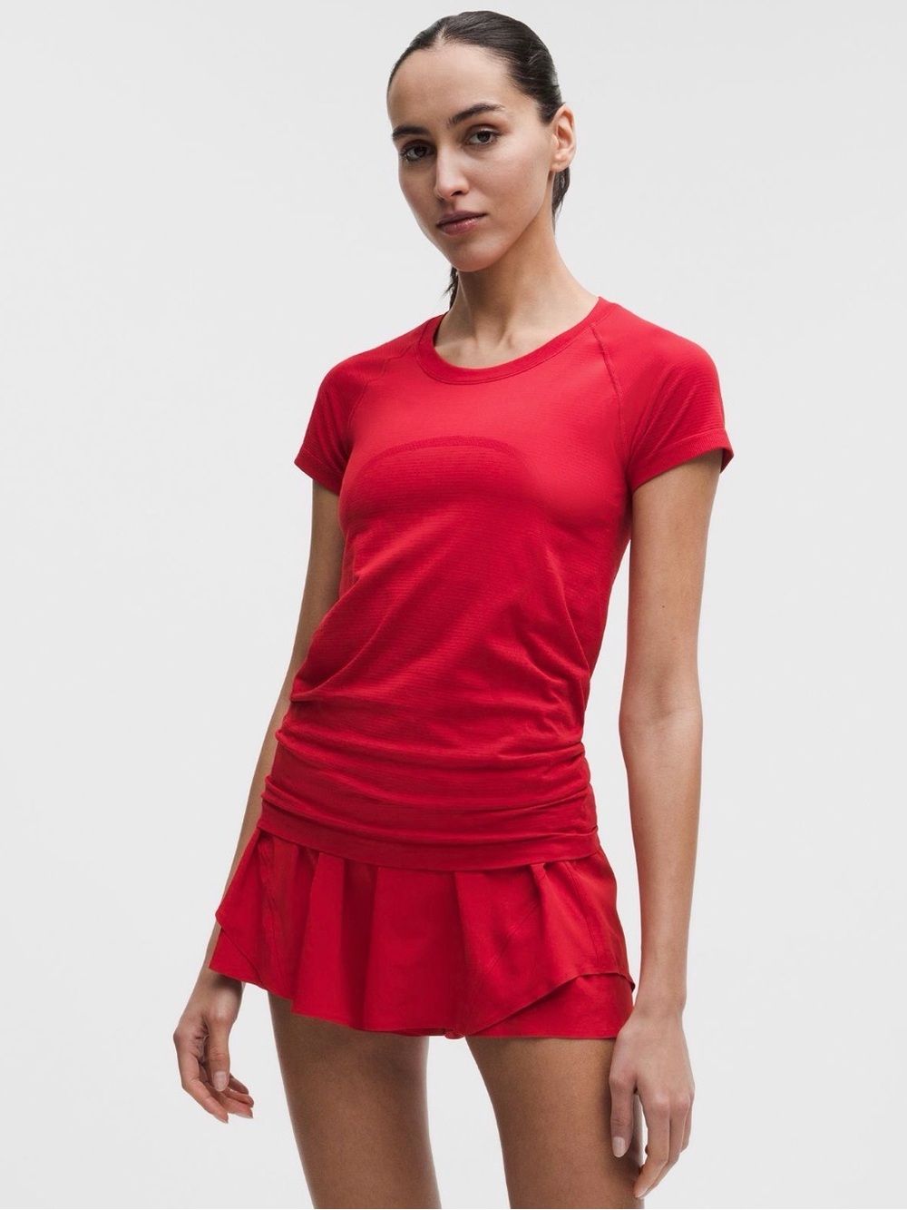 lululemon Swiftly Tech Short Sleeve 2.0 in a vibrant red size 10